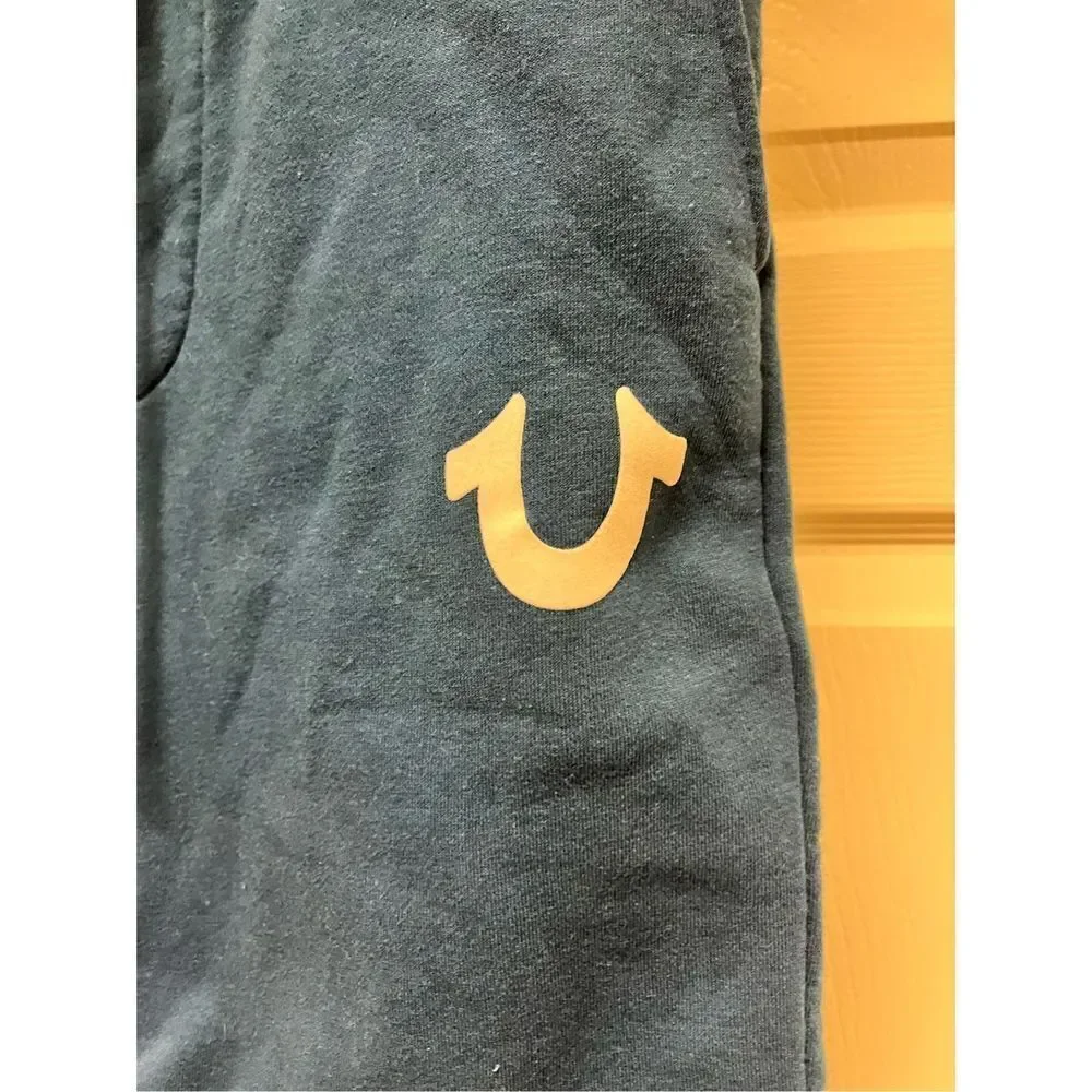 True Religion Mens Teal Logo Sweat Shorts sz S EUC